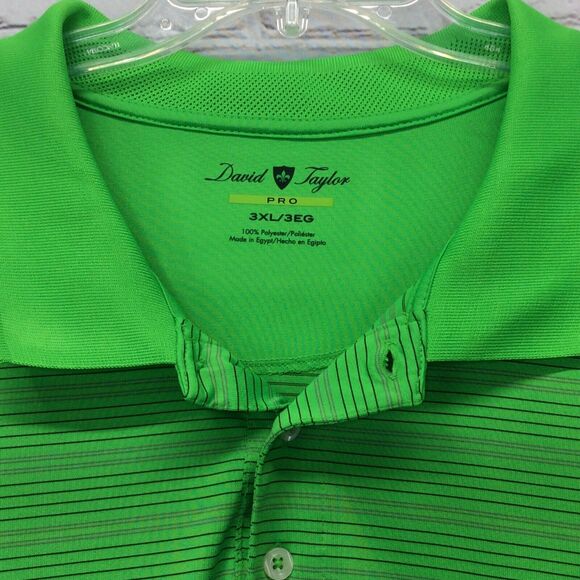 David Taylor Pro Golf Polo Men's Big & Tall Size 3XL Athleisure Green Striped - Picture 2 of 8